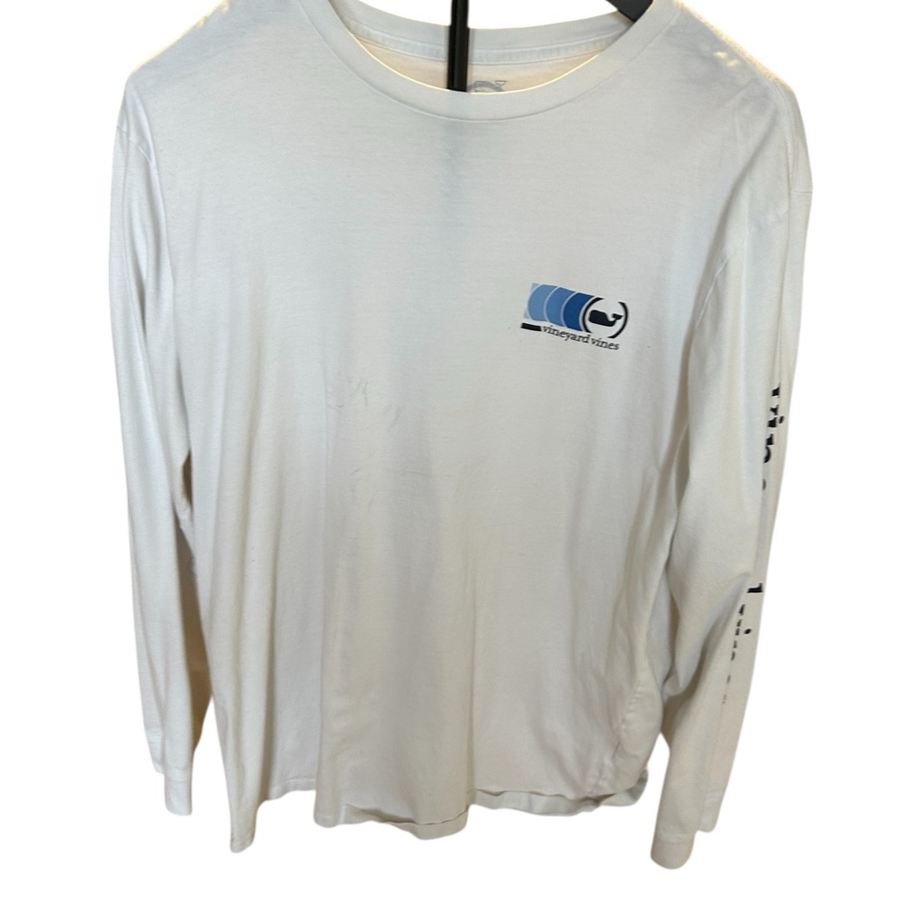 Vineyard Vines White Cotton Shirt with Blue Logo